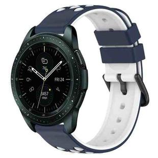 For Samsung Galaxy Watch 42mm 20mm Two-Color Porous Silicone Watch Band(Midnight Blue + White)