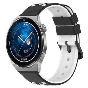 For Huawei Watch GT3 Pro 46mm 22mm Two-Color Porous Silicone Watch Band(Black+White)