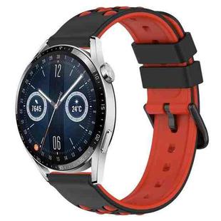For Huawei Watch GT3 46mm 22mm Two-Color Porous Silicone Watch Band(Black+Red)