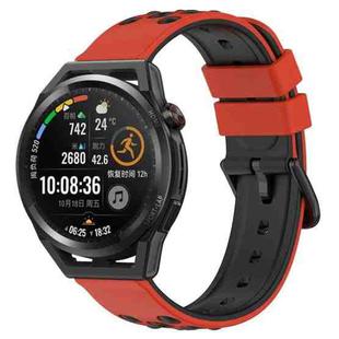 For Huawei Watch GT Runner 22mm Two-Color Porous Silicone Watch Band(Red+Black)