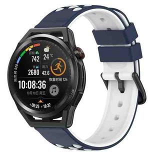 For Huawei Watch GT Runner 22mm Two-Color Porous Silicone Watch Band(Midnight Blue + White)