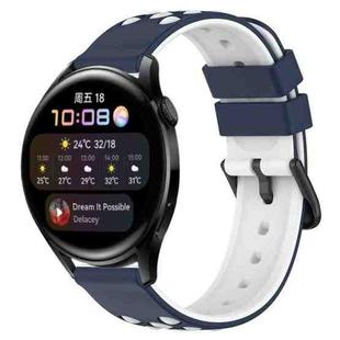 For Huawei Watch 3 22mm Two-Color Porous Silicone Watch Band(Midnight Blue + White)