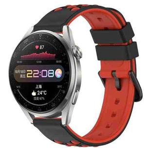 For Huawei Watch 3 Pro 22mm Two-Color Porous Silicone Watch Band(Black+Red)
