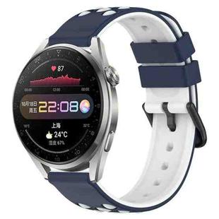 For Huawei Watch 3 Pro 22mm Two-Color Porous Silicone Watch Band(Midnight Blue + White)