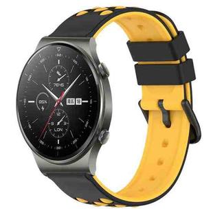 For Huawei GT2 Pro 22mm Two-Color Porous Silicone Watch Band(Black+Yellow)