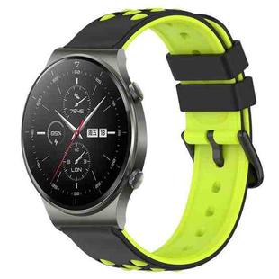 For Huawei GT2 Pro 22mm Two-Color Porous Silicone Watch Band(Black+Lime Green)