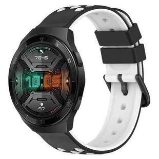 For Huawei Watch GT 2E 22mm Two-Color Porous Silicone Watch Band(Black+White)