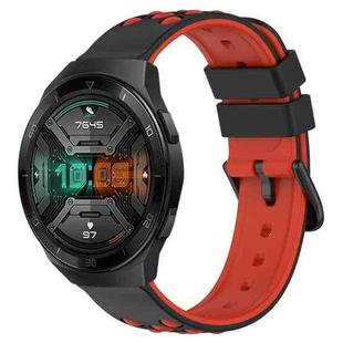 For Huawei Watch GT 2E 22mm Two-Color Porous Silicone Watch Band(Black+Red)