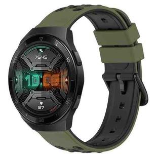 For Huawei Watch GT 2E 22mm Two-Color Porous Silicone Watch Band(Army Green + Black)