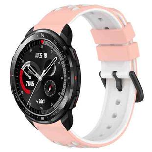 For Honor Watch GS Pro 22mm Two-Color Porous Silicone Watch Band(Pink+White)