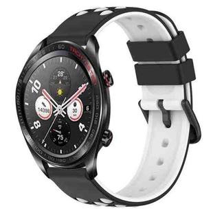 For Honor Watch Dream 22mm Two-Color Porous Silicone Watch Band(Black+White)