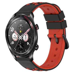 For Honor Watch Dream 22mm Two-Color Porous Silicone Watch Band(Black+Red)