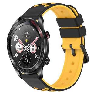 For Honor Watch Dream 22mm Two-Color Porous Silicone Watch Band(Black+Yellow)