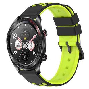 For Honor Watch Dream 22mm Two-Color Porous Silicone Watch Band(Black+Lime Green)