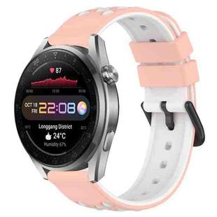For Huawei Watch 3 Pro New 22mm Two-Color Porous Silicone Watch Band(Pink+White)