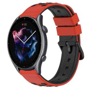 For Amazfit GTR 3 22mm Two-Color Porous Silicone Watch Band(Red+Black)