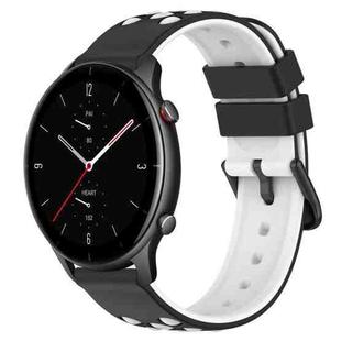 For Amazfit GTR 2e 22mm Two-Color Porous Silicone Watch Band(Black+White)