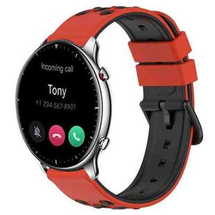 For Amazfit GTR 2 22mm Two-Color Porous Silicone Watch Band(Red+Black)