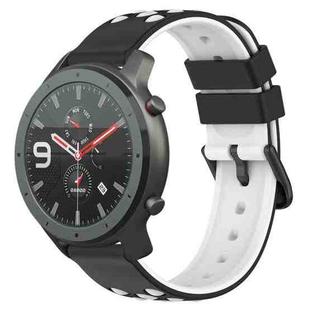 For Amazfit GTR 47mm 22mm Two-Color Porous Silicone Watch Band(Black+White)