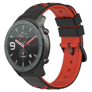 For Amazfit GTR 47mm 22mm Two-Color Porous Silicone Watch Band(Black+Red)