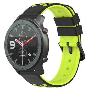 For Amazfit GTR 47mm 22mm Two-Color Porous Silicone Watch Band(Black+Lime Green)