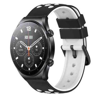 For Xiaomi MI Watch S1 22mm Two-Color Porous Silicone Watch Band(Black+White)