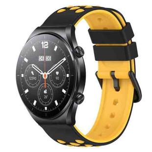 For Xiaomi MI Watch S1 22mm Two-Color Porous Silicone Watch Band(Black+Yellow)