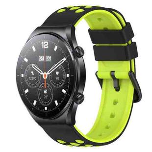 For Xiaomi MI Watch S1 22mm Two-Color Porous Silicone Watch Band(Black+Lime Green)