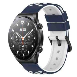 For Xiaomi MI Watch S1 22mm Two-Color Porous Silicone Watch Band(Midnight Blue + White)