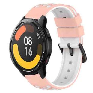 For Xiaomi MI Watch Color 2 22mm Two-Color Porous Silicone Watch Band(Pink+White)