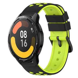 For Xiaomi MI Watch Color 2 22mm Two-Color Porous Silicone Watch Band(Black+Lime Green)