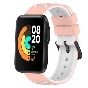 For Xiaomi MI Watch Sport 22mm Two-Color Porous Silicone Watch Band(Pink+White)