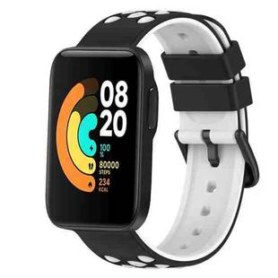 For Xiaomi MI Watch Sport 22mm Two-Color Porous Silicone Watch Band(Black+White)