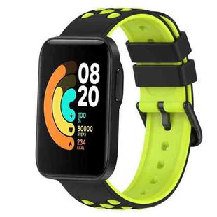 For Xiaomi MI Watch Sport 22mm Two-Color Porous Silicone Watch Band(Black+Lime Green)