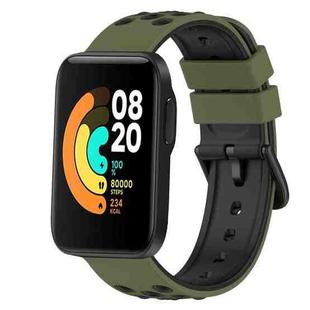 For Xiaomi MI Watch Sport 22mm Two-Color Porous Silicone Watch Band(Army Green + Black)