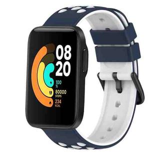 For Xiaomi MI Watch Sport 22mm Two-Color Porous Silicone Watch Band(Midnight Blue + White)
