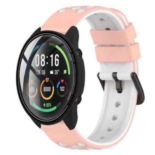 For Xiaomi MI Watch Color 22mm Two-Color Porous Silicone Watch Band(Pink+White)