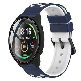 For Xiaomi MI Watch Color 22mm Two-Color Porous Silicone Watch Band(Midnight Blue + White)