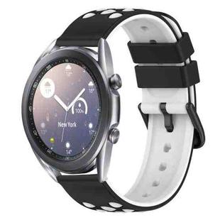 For Samsung Galaxy Watch3 45mm 22mm Two-Color Porous Silicone Watch Band(Black+White)