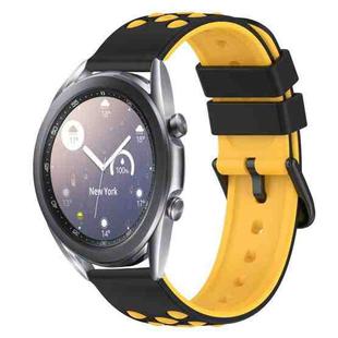 For Samsung Galaxy Watch3 45mm 22mm Two-Color Porous Silicone Watch Band(Black+Yellow)