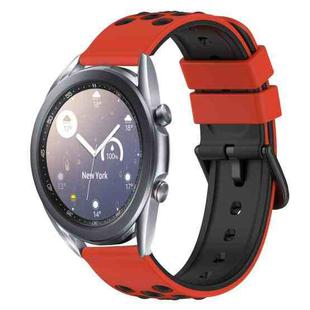 For Samsung Galaxy Watch3 45mm 22mm Two-Color Porous Silicone Watch Band(Red+Black)