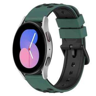 For Samsung Galaxy Watch 46mm 22mm Two-Color Porous Silicone Watch Band(Olive Green+Black)