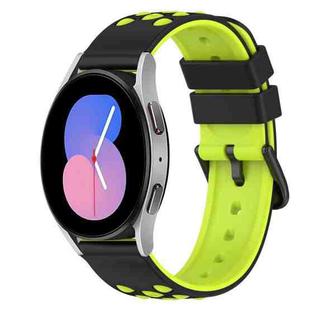 For Samsung Galaxy Watch 46mm 22mm Two-Color Porous Silicone Watch Band(Black+Lime Green)