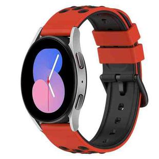 For Samsung Galaxy Watch 46mm 22mm Two-Color Porous Silicone Watch Band(Red+Black)