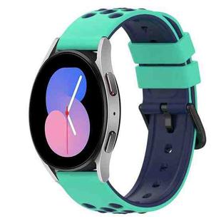 For Samsung Galaxy Watch 46mm 22mm Two-Color Porous Silicone Watch Band(Lime Green+Blue)