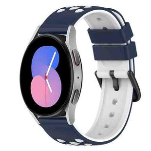 For Samsung Galaxy Watch 46mm 22mm Two-Color Porous Silicone Watch Band(Midnight Blue + White)
