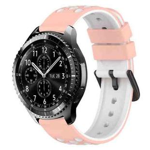For Samsung Gear S3 Classic 22mm Two-Color Porous Silicone Watch Band(Pink+White)