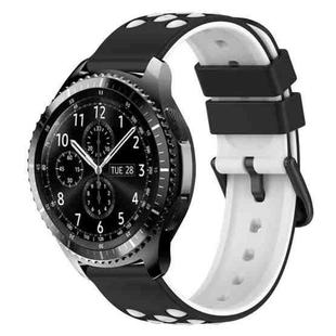 For Samsung Gear S3 Classic 22mm Two-Color Porous Silicone Watch Band(Black+White)