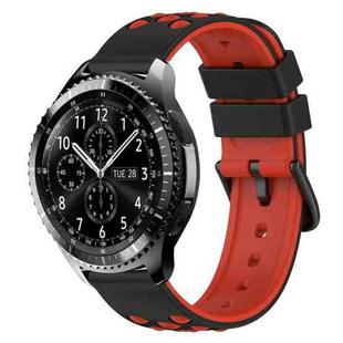 For Samsung Gear S3 Classic 22mm Two-Color Porous Silicone Watch Band(Black+Red)