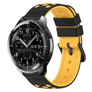 For Samsung Gear S3 Classic 22mm Two-Color Porous Silicone Watch Band(Black+Yellow)